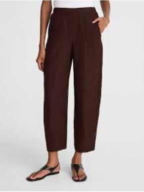 Madewell Bark Brown Linen Barrel Pull On Pants size small